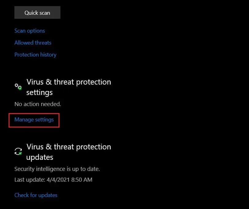Click-on-manage-settings إصلاح Steam عالق عند تخصيص مساحة القرص على Windows