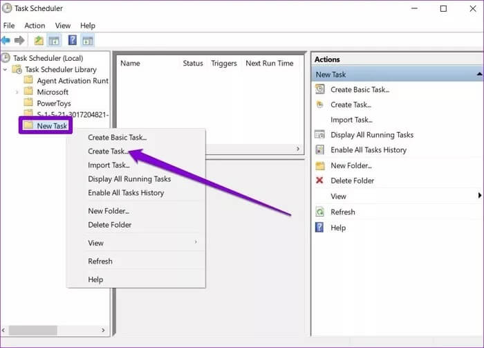 Create-New-Task-in-Task-Scheduler_935adec67b324b146ff212ec4c69054f كيفية إفراغ سلة المحذوفات تلقائيا على Windows 10