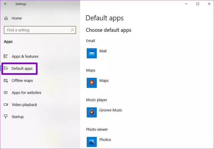 Default-Apps_935adec67b324b146ff212ec4c69054f كيفية تغيير التطبيقات الافتراضية على Windows 10