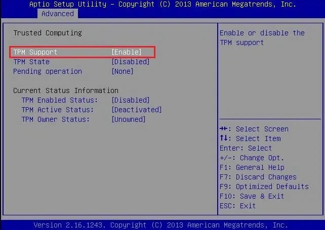 Enable-TPM-support-from-BIOS إصلاح خطأ هذا الكمبيوتر لا يمكنه تشغيل Windows 11