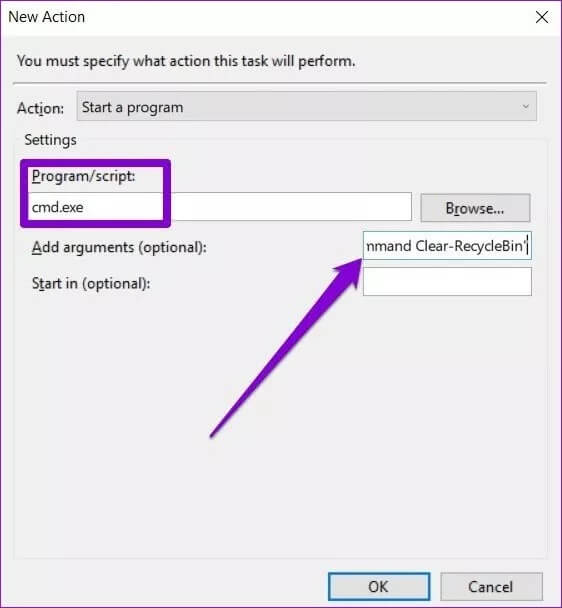 Enter-Action-for-Task_4d470f76dc99e18ad75087b1b8410ea9 كيفية إفراغ سلة المحذوفات تلقائيا على Windows 10