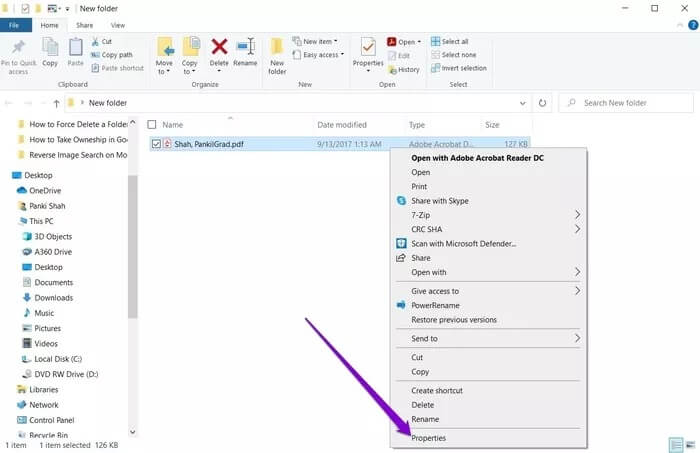 File-Properties_935adec67b324b146ff212ec4c69054f كيفية فرض حذف ملف أو مجلد في Windows 10