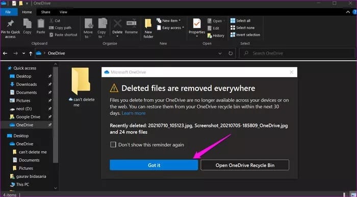 Fix-OneDrive-Cant-Delete-Folder-on-Windows-10-5_935adec67b324b146ff212ec4c69054f أفضل 9 طرق لإصلاح عدم التمكن من حذف مجلد  OneDrive على Windows 10