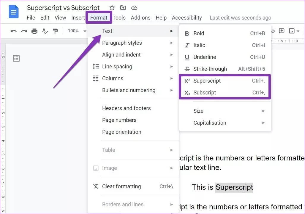 كيفية إضافة نص مرتفع أو نص منخفض في Google Docs - %categories