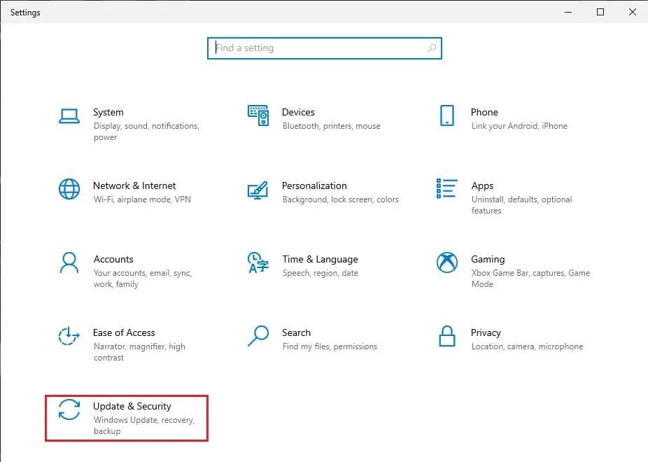 Go-to-the-Update-and-Security-section كيفية إصلاح تقطع الصوت في نظام التشغيل Windows 10