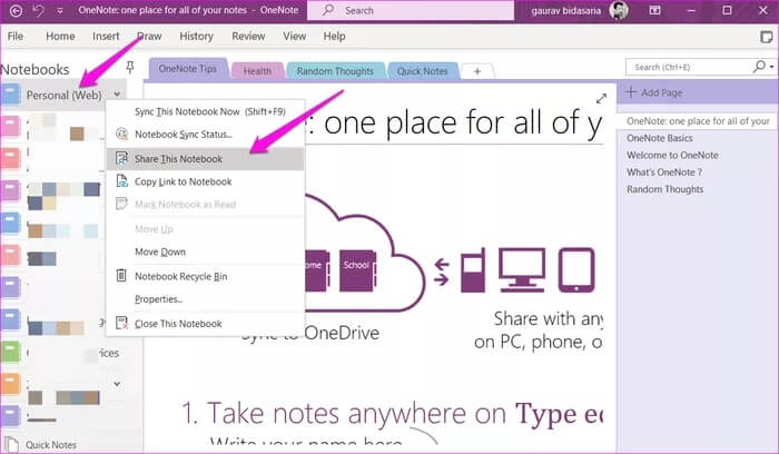 How-to-Share-OneNote-Notebook-on-Desktop-and-Mobile-3_935adec67b324b146ff212ec4c69054f كيفية مشاركة ملاحظات OneNote على الكمبيوتر والجوال
