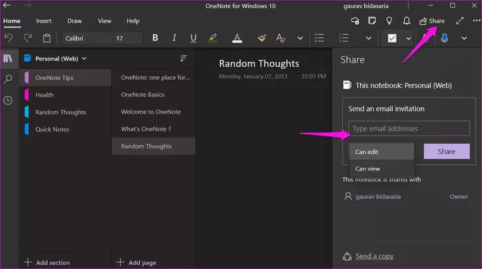 How-to-Share-OneNote-Notebook-on-Desktop-and-Mobile-5_935adec67b324b146ff212ec4c69054f كيفية مشاركة ملاحظات OneNote على الكمبيوتر والجوال