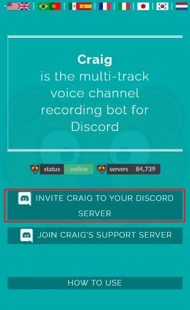 Invite-Craig-to-your-Discord-server-button كيفية تسجيل الصوت على Discord