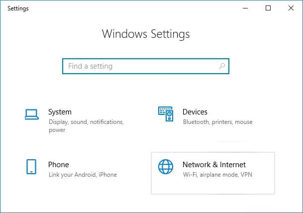 Press-Windows-Key-I-to-open-Settings-then-click-on-Network-Internet إصلاح تعذر على Windows اكتشاف إعدادات الخادم الوكيل البروكسي لهذه الشبكة تلقائيًا