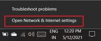 Right-click-on-Wi-Fi-option-and-select-open-Internet-settings إصلاح حدث خطأ في معرّف التشغيل "حاول مرة أخرى" على YouTube