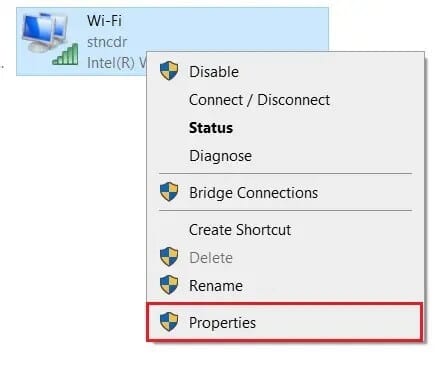 Right-click-on-internet-option-that-is-currently-active-and-click-on-properties إصلاح حدث خطأ في معرّف التشغيل "حاول مرة أخرى" على YouTube