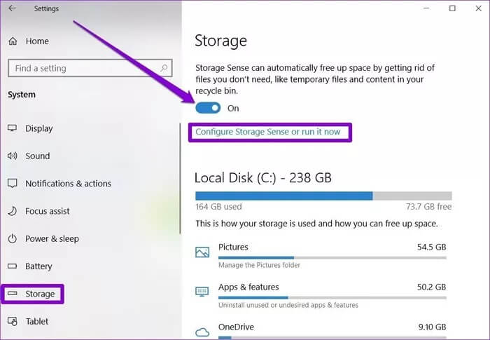 Storage-Settings-in-Windows-10_935adec67b324b146ff212ec4c69054f كيفية إفراغ سلة المحذوفات تلقائيا على Windows 10