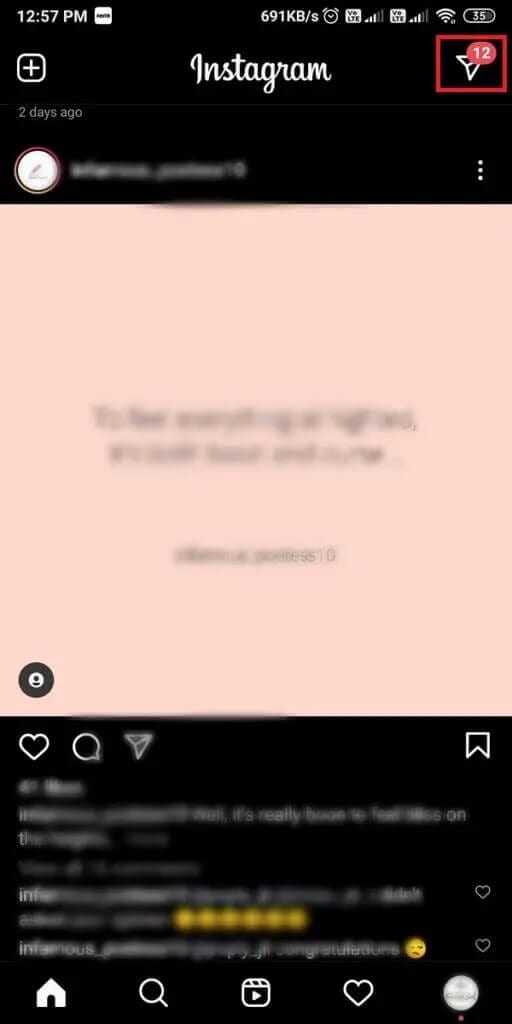 Tap-on-the-message-icon-from-the-top-right-corner-of-the-screen-512x1024-1 كيفية الإعجاب برسالة مباشرة على Instagram