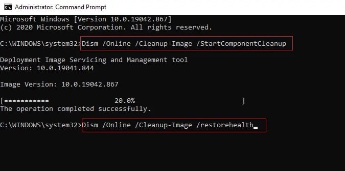 Type-another-command-Dism-Online-Cleanup-Image-restorehealth-and-wait-for-it-to-complete إصلاح خطأ تحول المجلد إلى القراءة فقط على Windows 10
