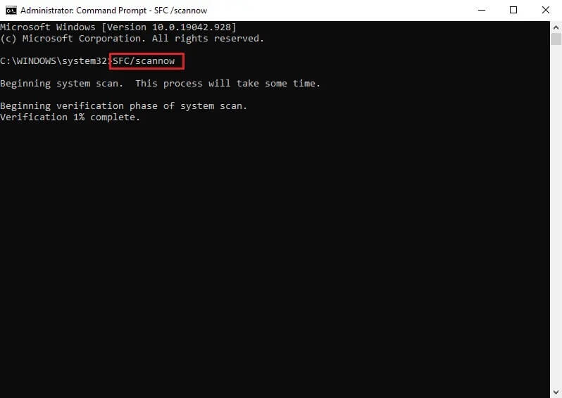 Type-sfcscannow-and-hit-Enter إصلاح تعذر على Windows اكتشاف إعدادات الخادم الوكيل البروكسي لهذه الشبكة تلقائيًا