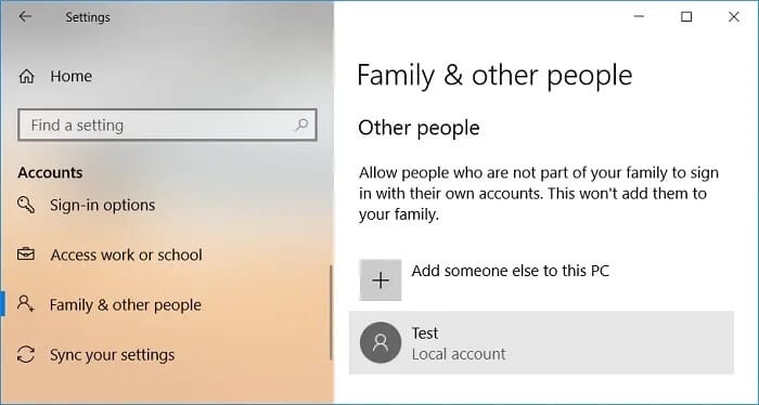 Under-Other-People-click-on-your-account-for-which-you-want-to-change-the-account-type كيفية تمكين أو تعطيل حساب المسؤول في نظام التشغيل Windows 10