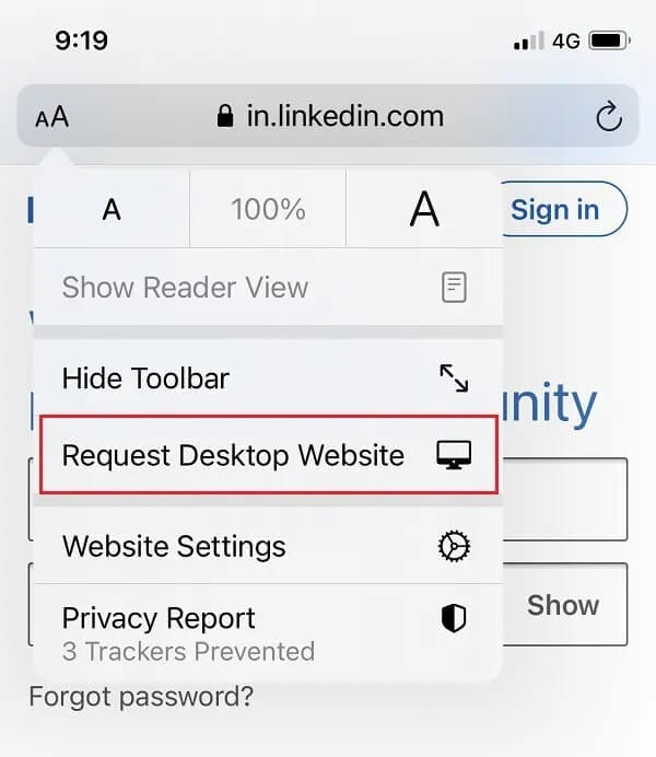 View-the-LinkedIn-Desktop-Site-on-iPhone كيفية عرض موقع LinkedIn لسطح المكتب من Android / iOS