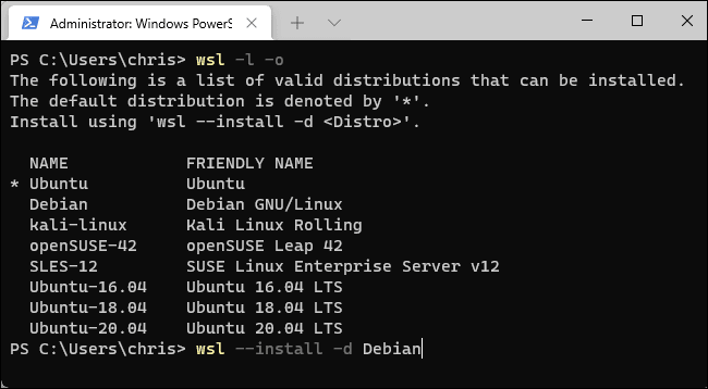 a3-list-distros كيفية تثبيت نظام Windows الفرعي لنظام Linux على Windows 11