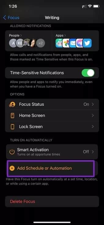 add-schedule-or-set-focus-automation_7c4a12eb7455b3a1ce1ef1cadcf29289 كيفية إنشاء وضع التركيز بشكل مخصص على iPhone