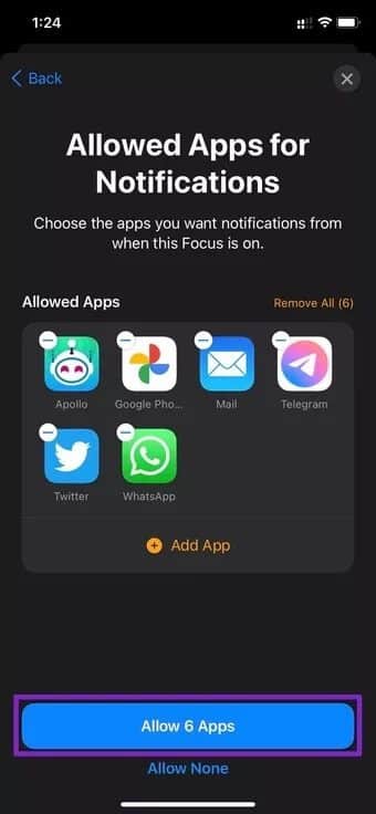 allow-apps-in-focus-mode_7c4a12eb7455b3a1ce1ef1cadcf29289 كيفية إنشاء وضع التركيز بشكل مخصص على iPhone