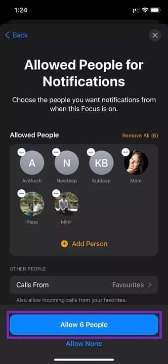 allow-people-for-notification_7c4a12eb7455b3a1ce1ef1cadcf29289 كيفية إنشاء وضع التركيز بشكل مخصص على iPhone