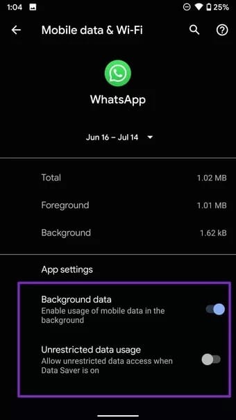 background-data-usage-for-whatsapp_7c4a12eb7455b3a1ce1ef1cadcf29289 أفضل 8 طرق لإصلاح اختفاء إشعارات الرسائل الجديدة WhatsApp على Android