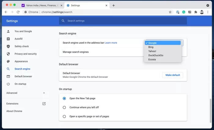change-search-engine-in-chrome_935adec67b324b146ff212ec4c69054f كيفية تغيير محرك البحث من Yahoo إلى Google على جهاز Mac