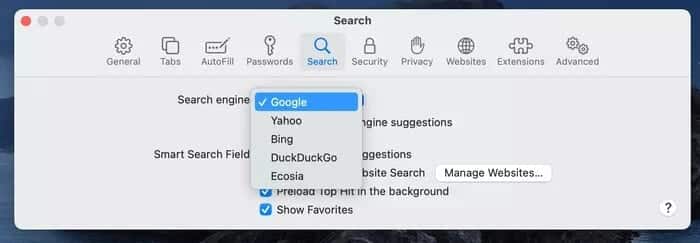 change-search-engine-in-safari_935adec67b324b146ff212ec4c69054f كيفية تغيير محرك البحث من Yahoo إلى Google على جهاز Mac