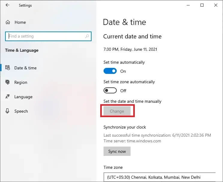 change-the-date-and-time-by-clicking-change- إصلاح خطأ Windows Update 0x80070005