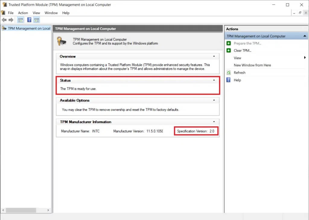 check-status-and-the-specification-version-1024x728-1 إصلاح خطأ هذا الكمبيوتر لا يمكنه تشغيل Windows 11