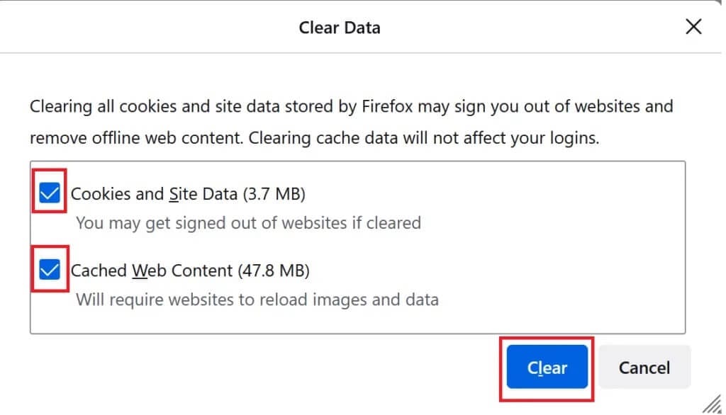 clear-cache-and-cookies-on-firefox-1024x586-1 كيفية إصلاح عدم تشغيل Firefox لمقاطع الفيديو