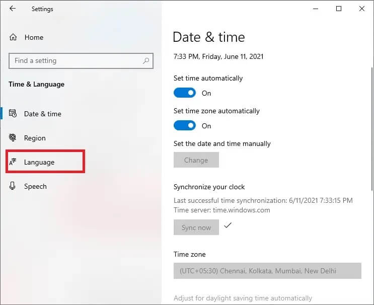 click-language-in-the-same-window- إصلاح خطأ Windows Update 0x80070005