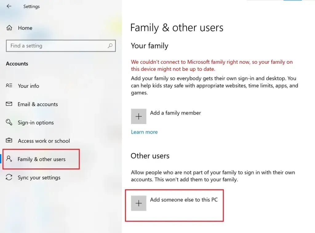 click-on-add-someone-else-to-this-pc-3-1024x757-1 إصلاح عدم عمل تطبيقات Windows 10