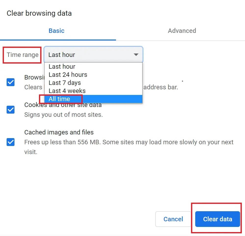 click-on-clear-data كيفية إصلاح عدم تحميل تعليقات YouTube