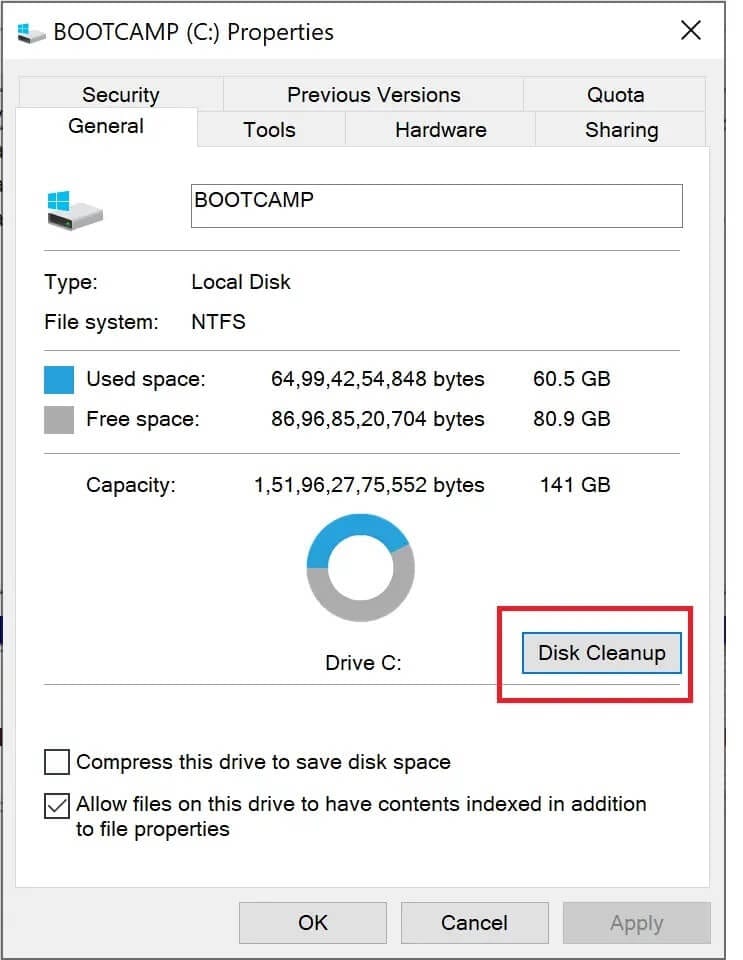 click-on-disk-clean-up-in-the-pop-up-window كيفية إصلاح مشكلة عدم تحديث Windows 10