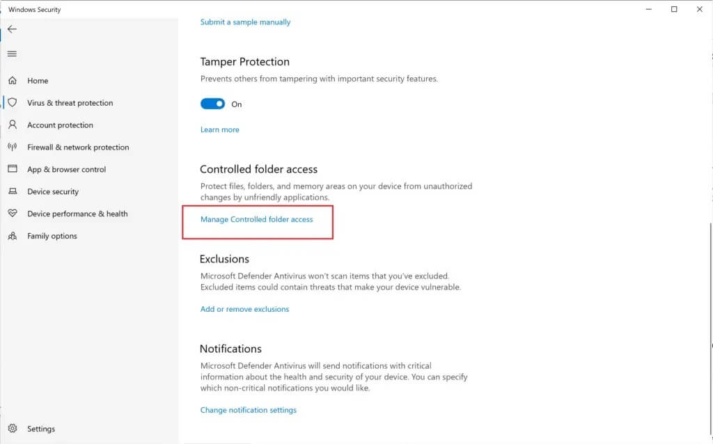 click-on-manage-controlled-folder-access-1024x638-1 إصلاح خطأ تحول المجلد إلى القراءة فقط على Windows 10