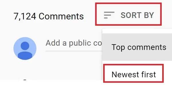 click-on-newest-first- كيفية إصلاح عدم تحميل تعليقات YouTube