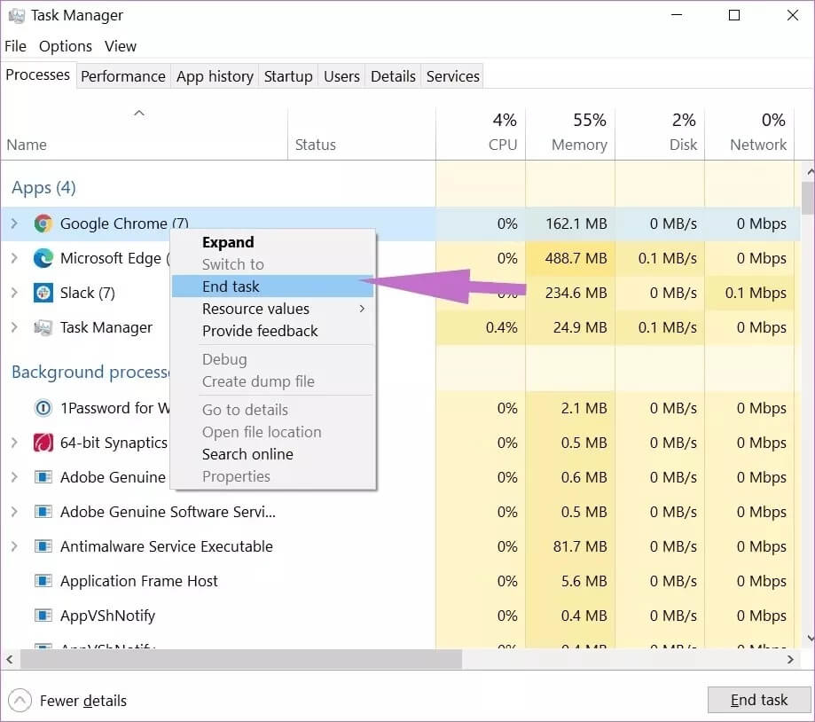 close-chrome-using-task-manager_4d470f76dc99e18ad75087b1b8410ea9 أفضل 7 طرق لحل مشكل الصفحة الفارغة بدون عنوان في Google Chrome