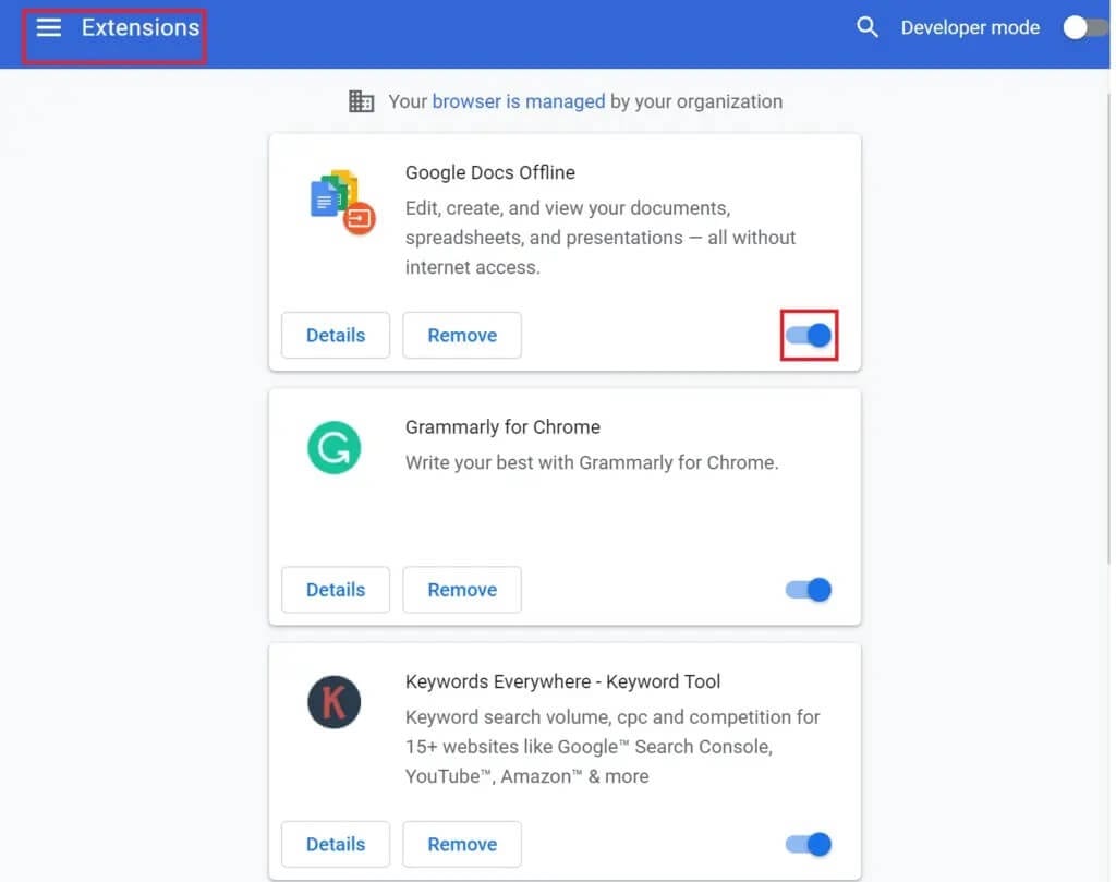 disable-all-extensions-by-turning-the-toggle-off-1024x809-1 كيفية إصلاح استمرار تسجيل الخروج على YouTube