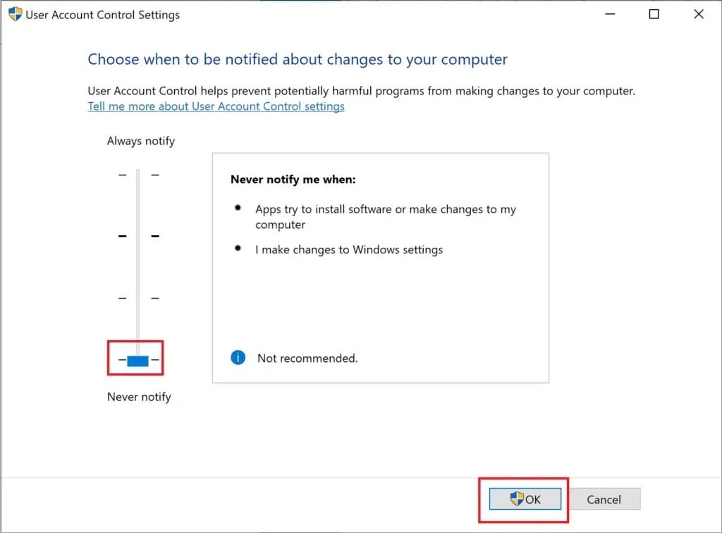 drag-the-slider-to-never-notify-displayed-on-the-l-2-1024x757-1 إصلاح عدم عمل تطبيقات Windows 10