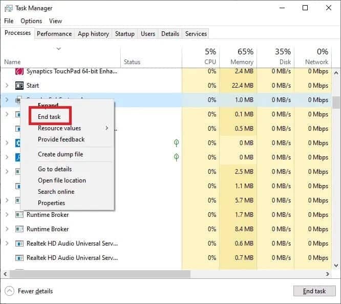 end-its-task-by-right-clicking-on-the-sndvol-exe-p-1 إصلاح خلاط الصوت لا يفتح على نظام التشغيل Windows 10
