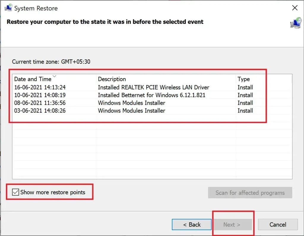 ensure-to-check-the-box-next-to-show-more-restore-1024x798-1 إصلاح عدم عمل تطبيقات Windows 10