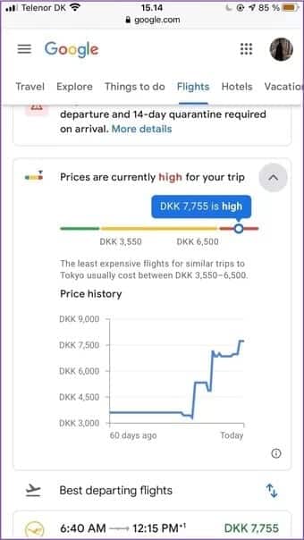 google-flights-average-prices_7c4a12eb7455b3a1ce1ef1cadcf29289 أفضل 5 تطبيقات لحجز تذاكر الطيران لأجهزة iPhone
