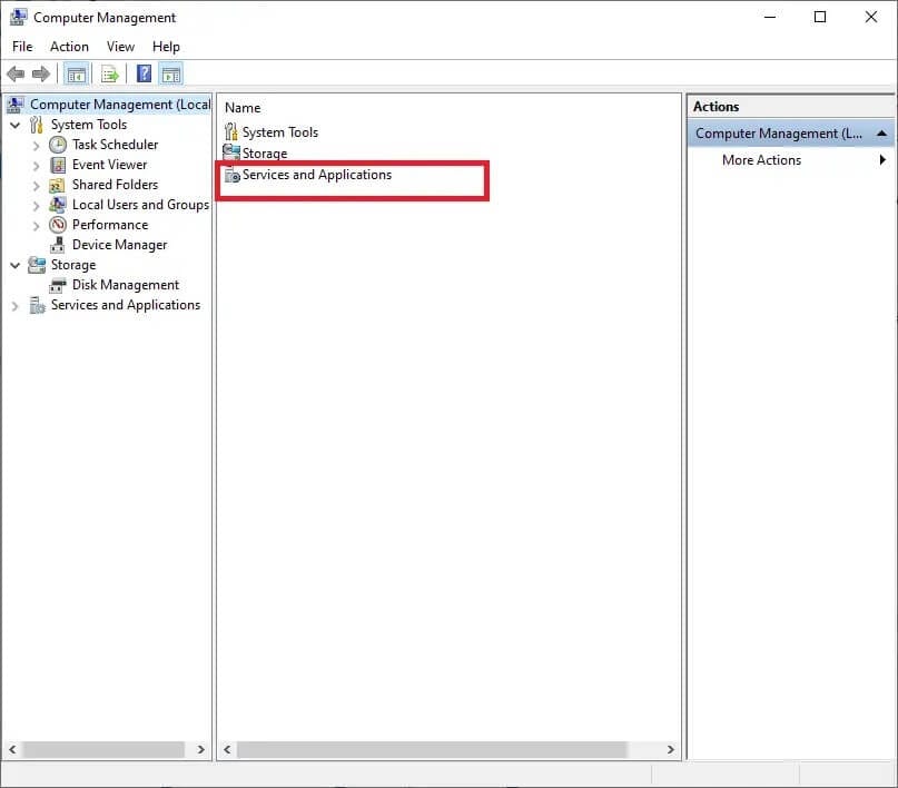here-double-click-on-services-and-applications كيفية مسح ذاكرة التخزين المؤقت لـ ARP في Windows 10