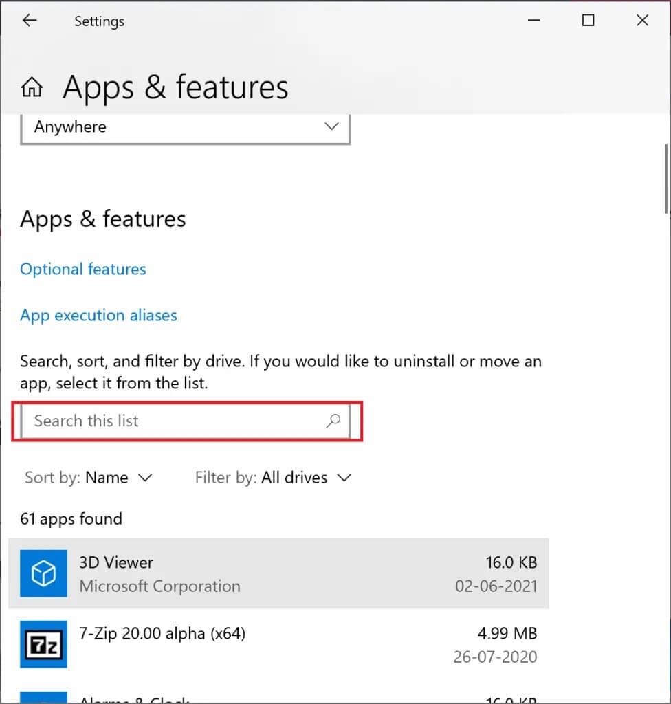 in-the-search-this-list-search-bar-and-type-the-na-976x1024-1 كيفية إصلاح مشكلة عدم تحديث Windows 10