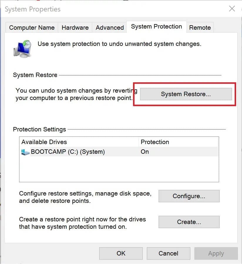 in-the-system-properties-window-click-on-system-r كيفية إصلاح مشكلة عدم تحديث Windows 10