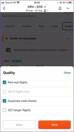 kayak-app-options_935adec67b324b146ff212ec4c69054f أفضل 5 تطبيقات لحجز تذاكر الطيران لأجهزة iPhone