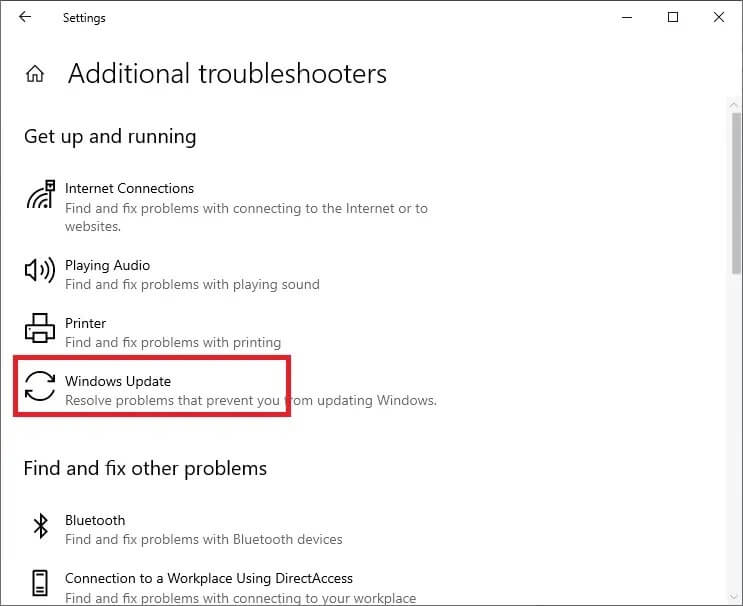 locate-and-choose-windows-update-from-the-list إصلاح خطأ Windows Update 0x80070005