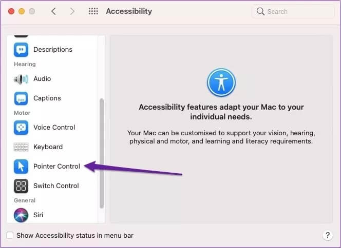 mac-pointer-control-accessibility_4d470f76dc99e18ad75087b1b8410ea9 كيفية تغيير حساسية لوحة اللمس على جهاز Mac