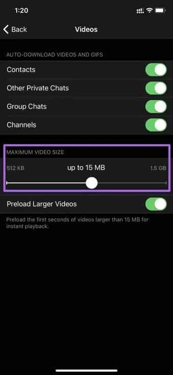 maximum-video-download-size_7c4a12eb7455b3a1ce1ef1cadcf29289 كيفية إيقاف الحفظ التلقائي للصور ومقاطع الفيديو على Telegram